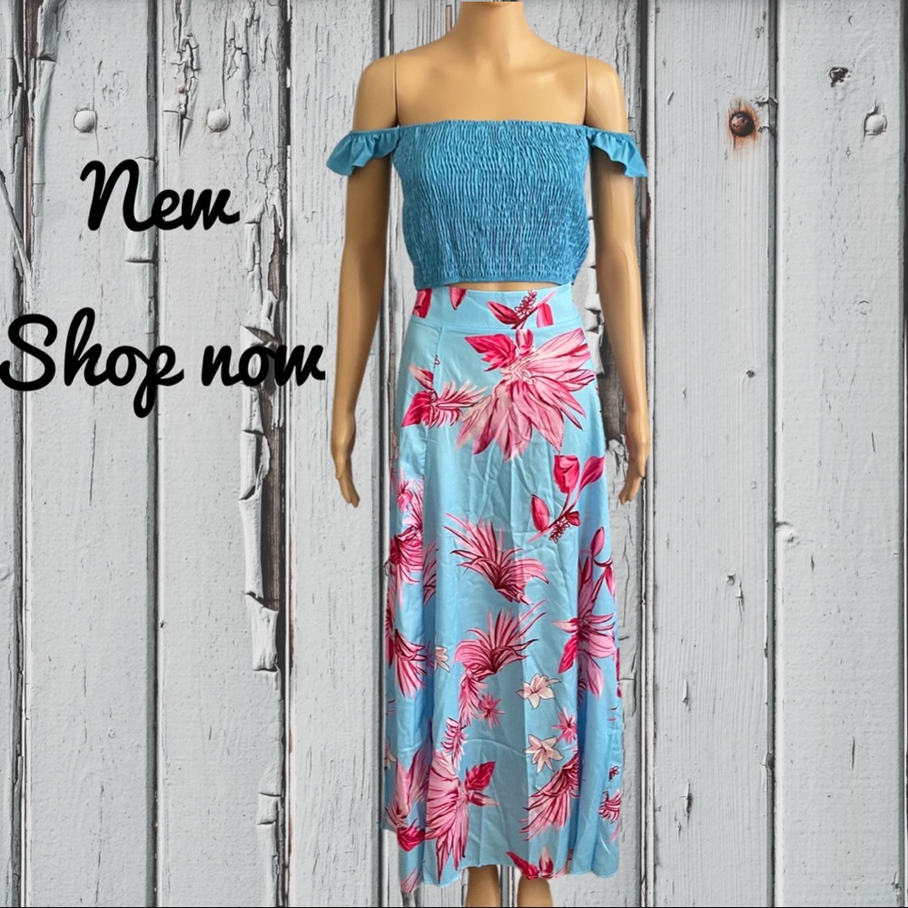 Shirred off the shoulder crop top floral print
